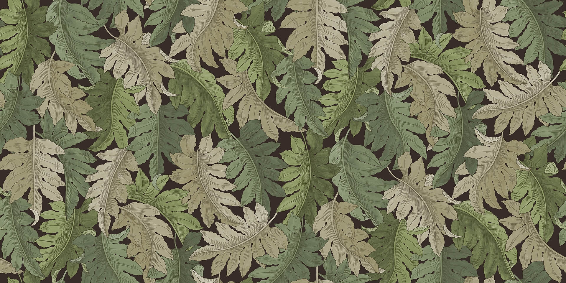 Fototapeta liście Rebel Walls R21685 Swirling Fern Green Botanical Gardens