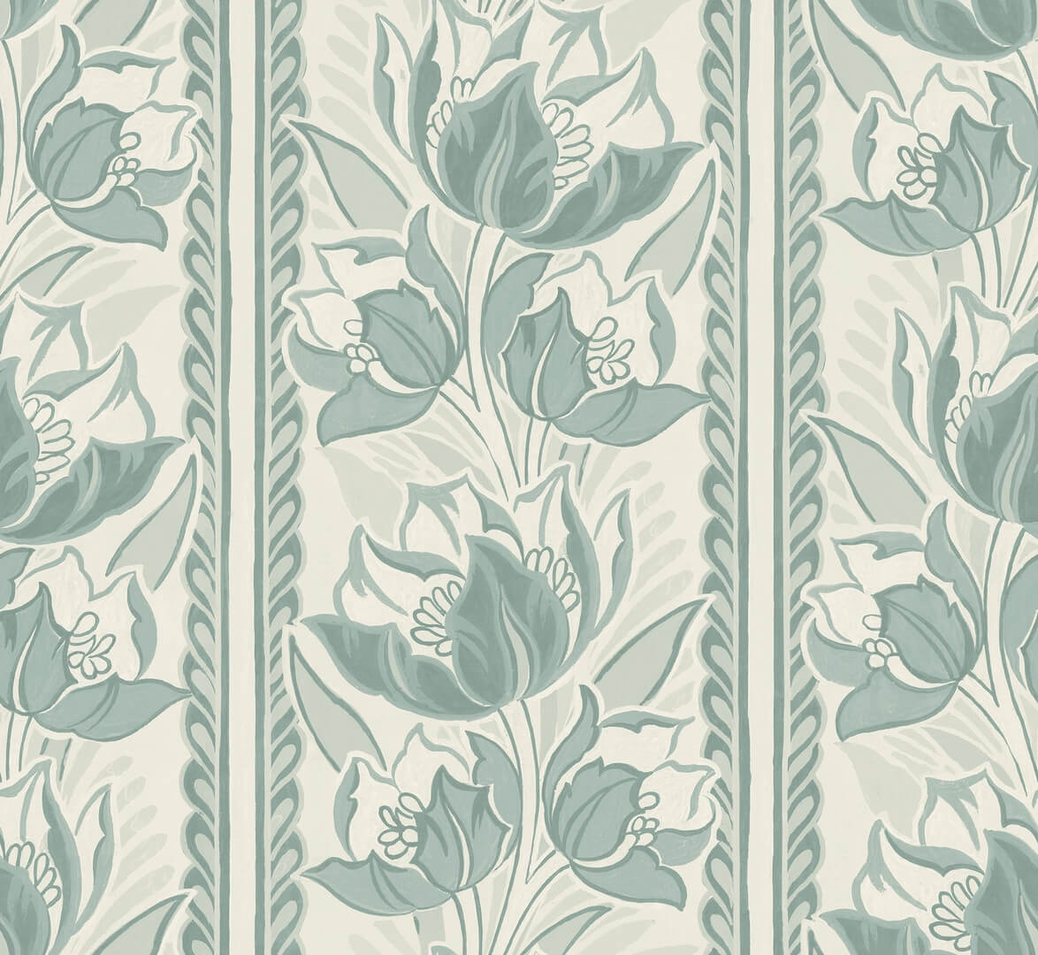 Fototapeta pasy i kwiaty Rebel Walls R21692 Tulip Stripes Green Botanical Gardens