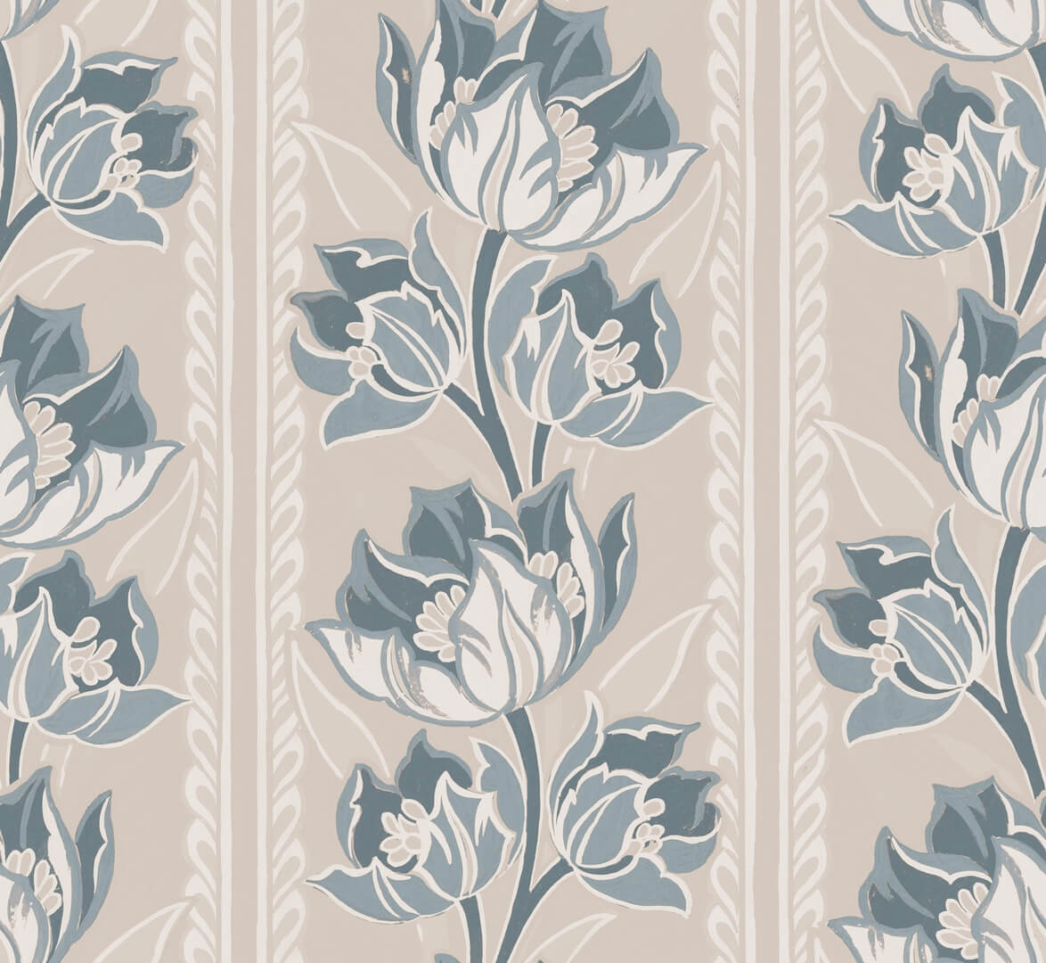 Fototapeta pasy i kwiaty Rebel Walls R21693 Tulip Stripes Blue Botanical Gardens