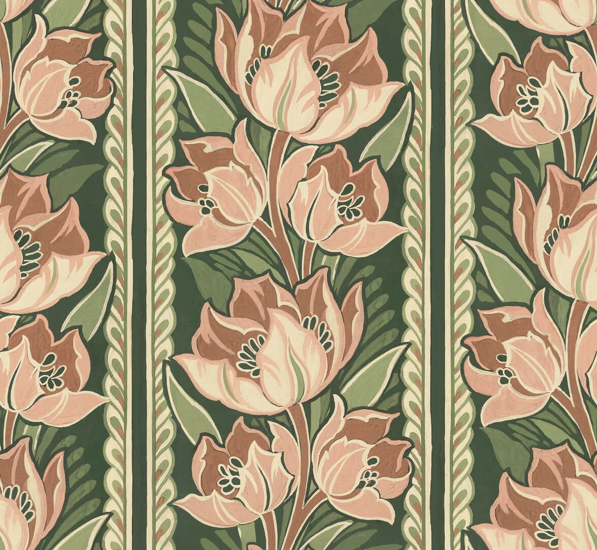 Fototapeta pasy i kwiaty Rebel Walls R21694 Tulip Stripes Pink Botanical Gardens