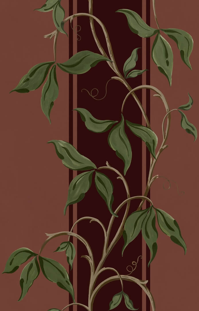 Fototapeta pasy i pnącza Rebel Walls R22069 Garden Stripe Burgundy Botanical Gardens
