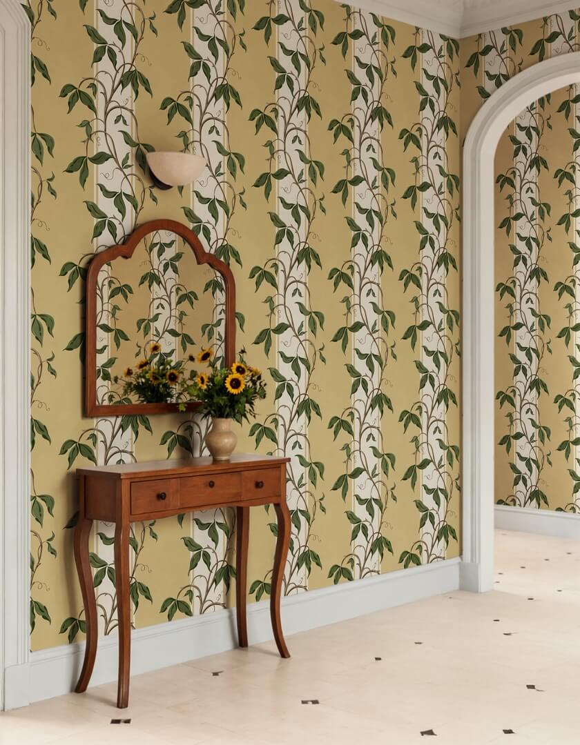 Fototapeta pasy i pnącza Rebel Walls R22071 Garden Stripe Yellow Botanical Gardens