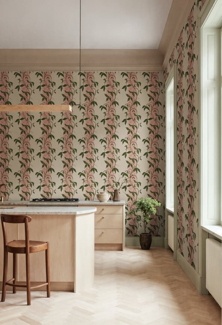 Fototapeta pasy i pnącza Rebel Walls R22072 Garden Stripe Pink Botanical Gardens