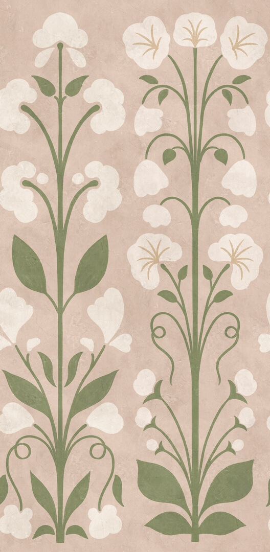 Fototapeta kwiaty retro Rebel Walls R22080 Folk Flower Pink Botanical Gardens