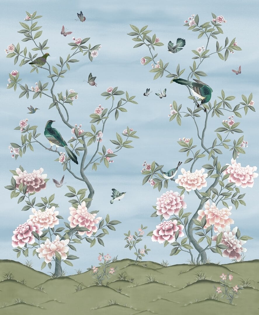 Fototapeta botaniczna Rebel Walls R21718 Garden of Harmony Blue Diane Hill