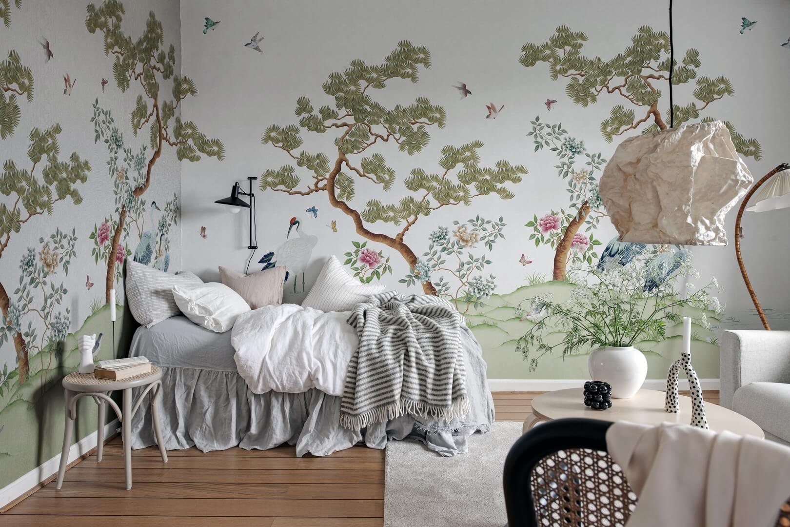 Fototapeta botaniczny krajobraz Rebel Walls R21722 Pine Grove White Diane Hill