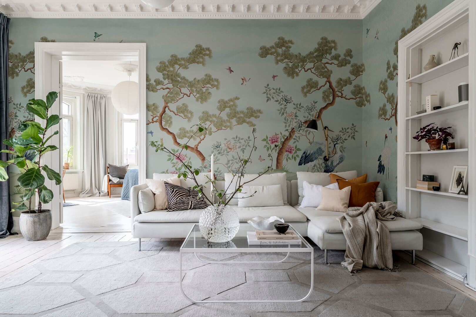 Fototapeta botaniczny krajobraz Rebel Walls R21725 Pine Grove Blue Diane Hill