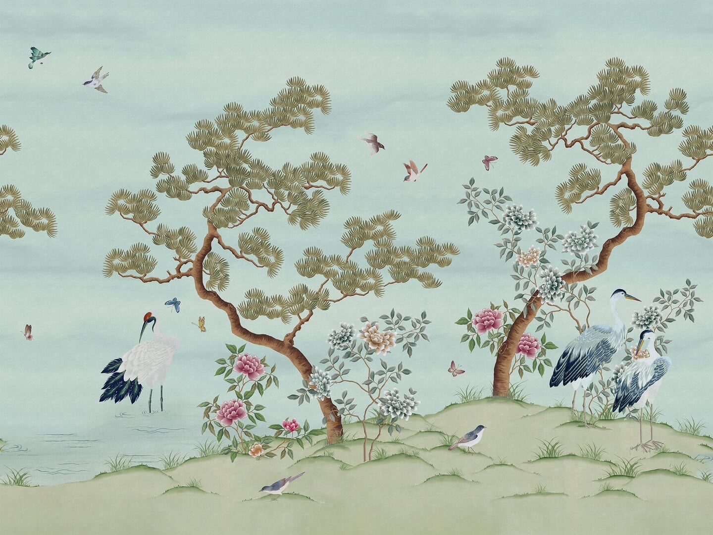 Fototapeta botaniczny krajobraz Rebel Walls R21725 Pine Grove Blue Diane Hill