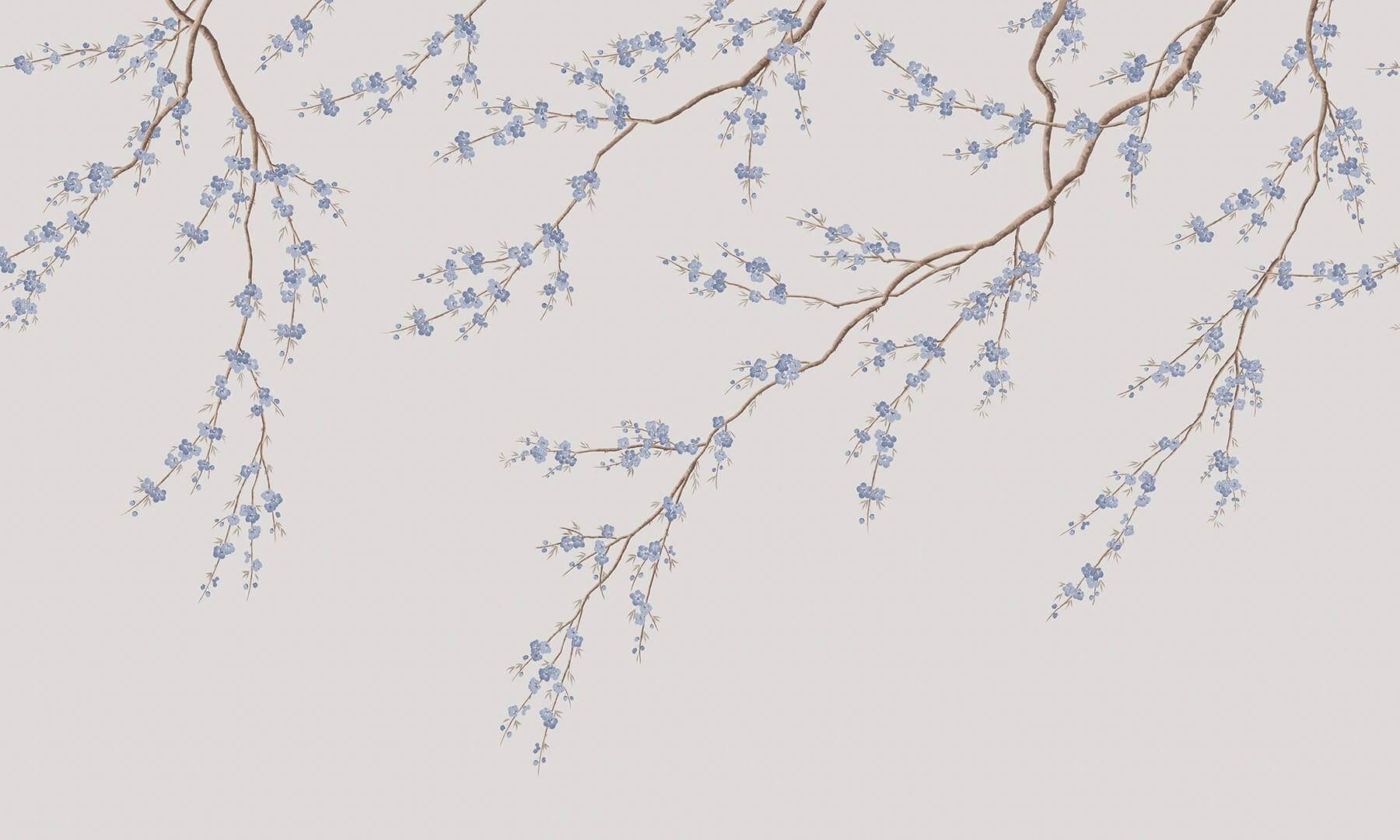 Fototapeta kwitnące gałązki Rebel Walls R21728 Spring Breeze Light Blue Diane Hill