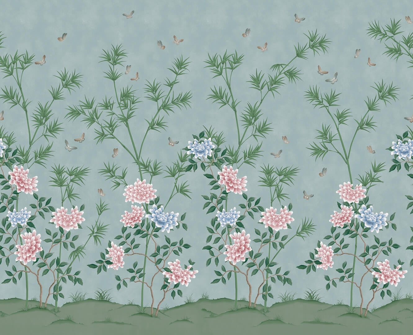 Fototapeta egzotyczny ogród Rebel Walls R21732 Eastern Bloom Blue Diane Hill