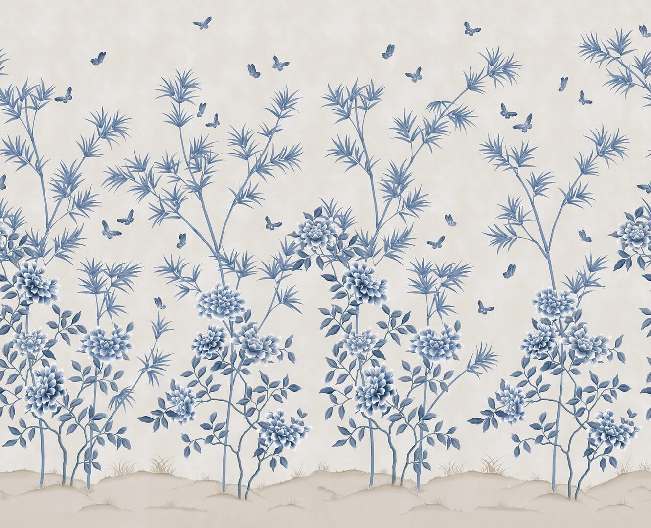 Fototapeta egzotyczny ogród Rebel Walls R21733 Eastern Bloom Light Blue Diane Hill