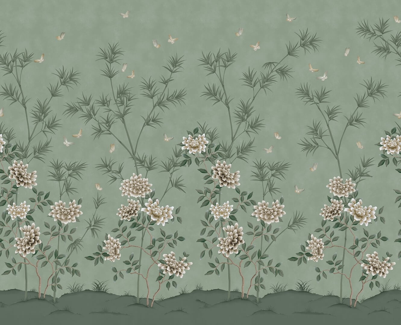 Fototapeta egzotyczny ogród Rebel Walls R21734 Eastern Bloom Green Diane Hill