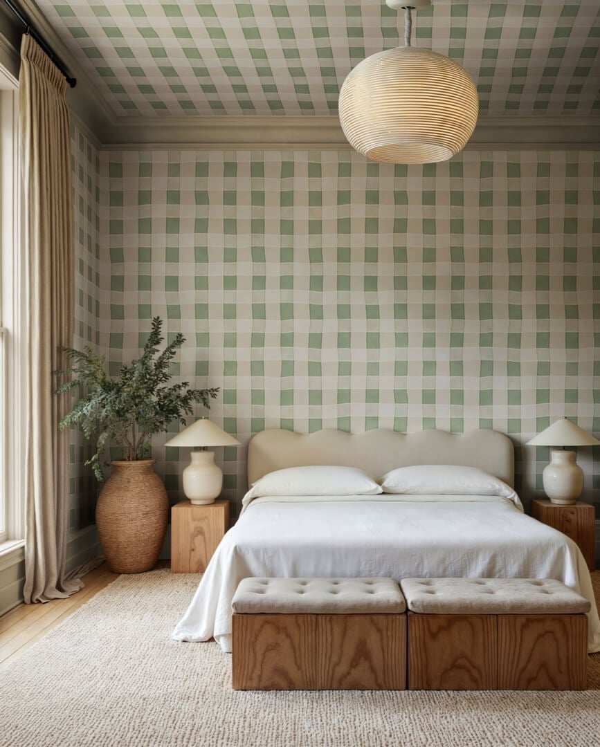 Fototapeta kratka Rebel Walls R21589 Gingham Light Green Hot Pops