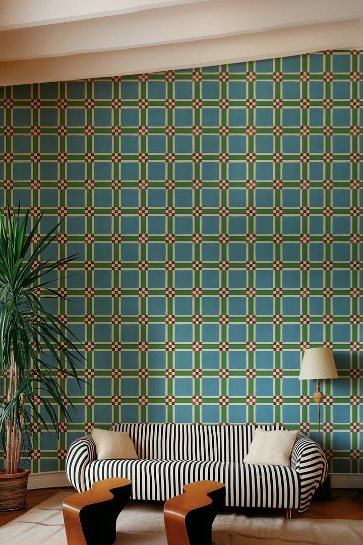Fototapeta geometryczna Rebel Walls R21594 Bold Grid Green Hot Pops