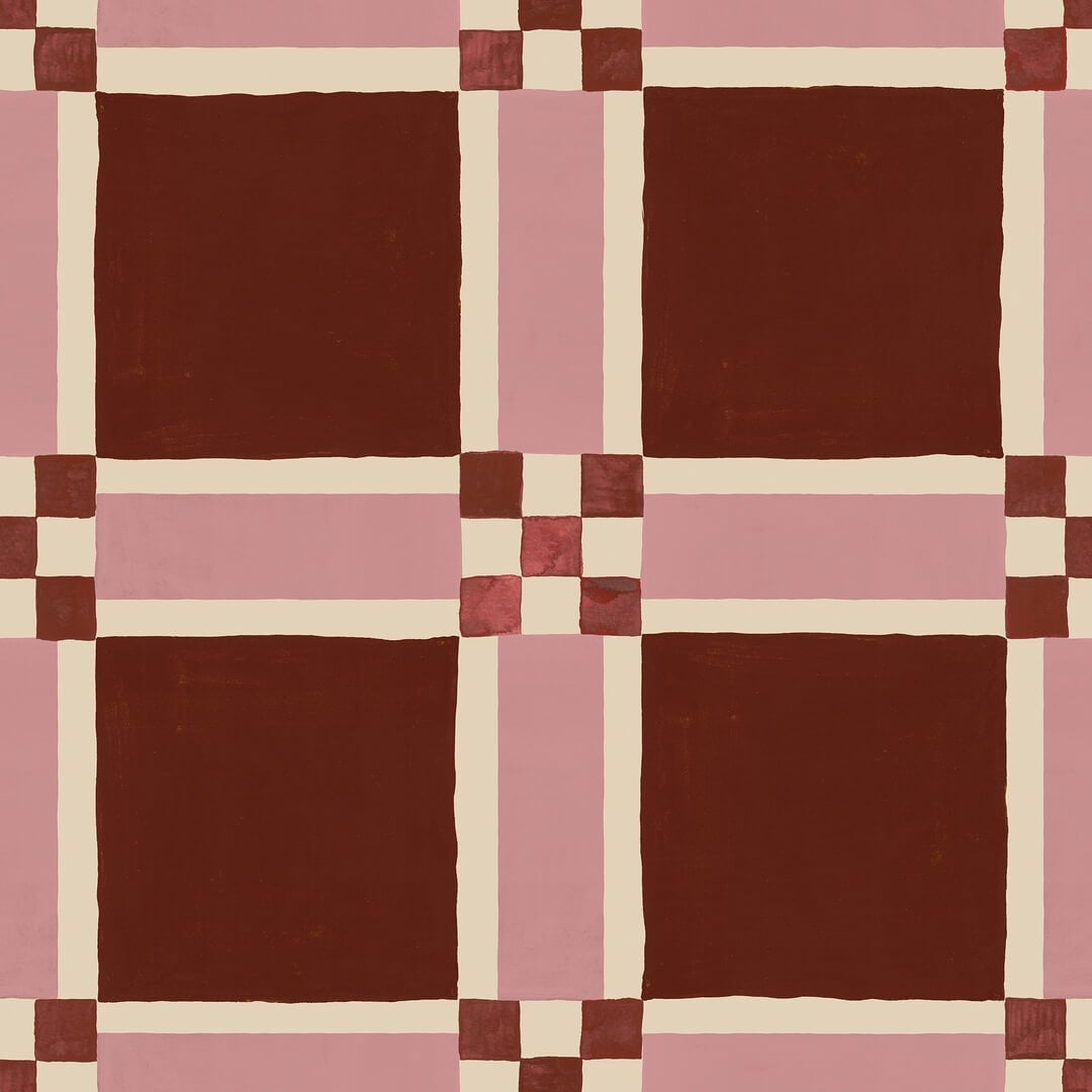 Fototapeta geometryczna Rebel Walls R21595 Bold Grid Burgundy Hot Pops