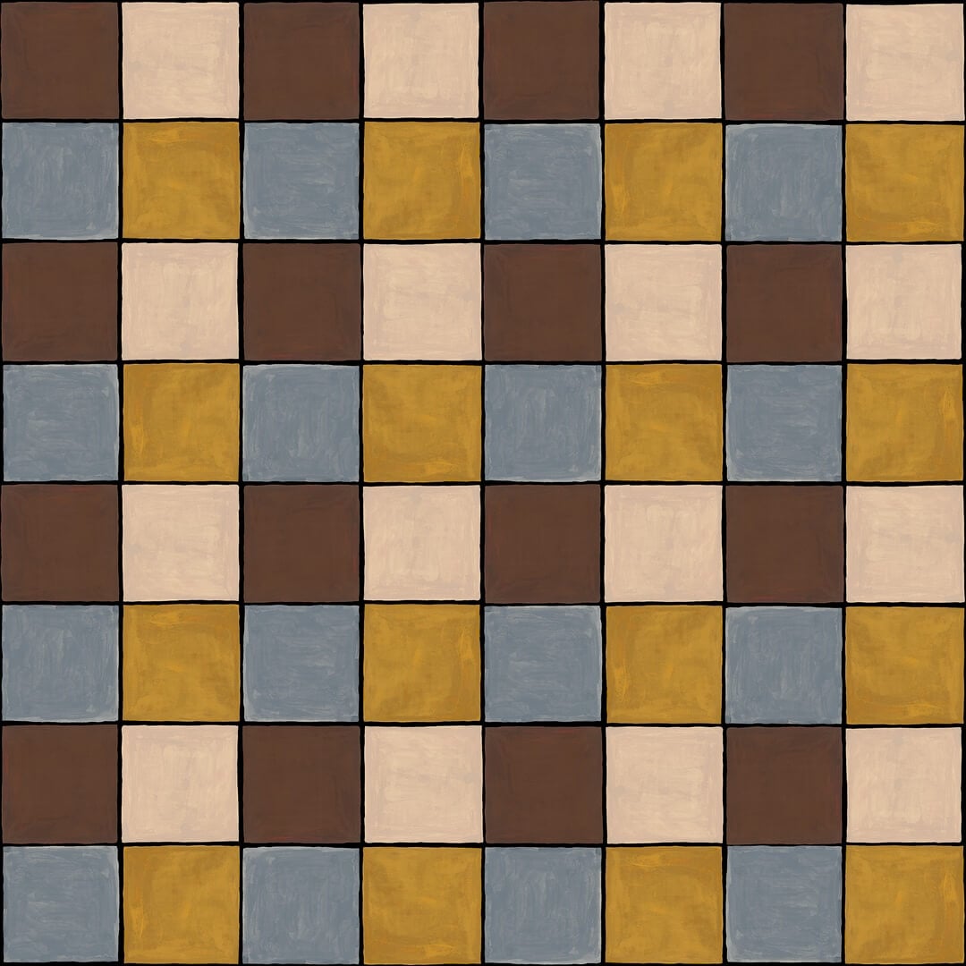 Fototapeta geometryczna - szachownica Rebel Walls R21603 Tile Orange Hot Pops