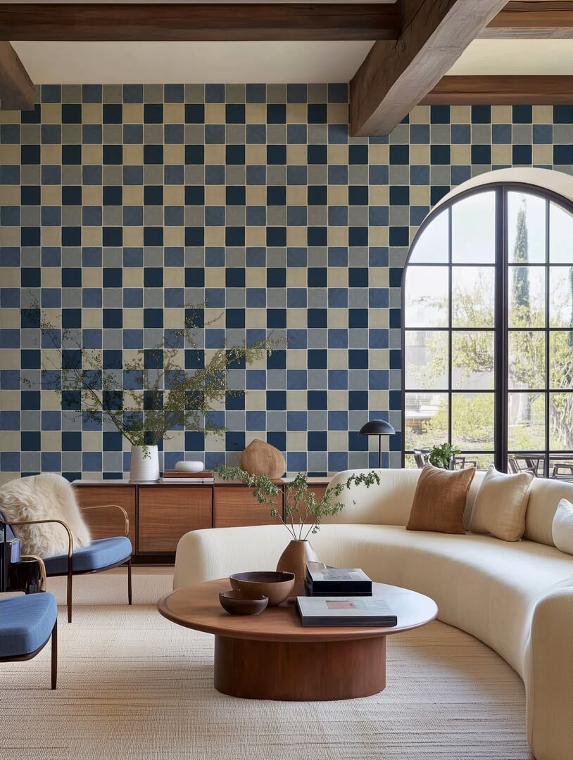 Fototapeta geometryczna - szachownica Rebel Walls R21607 Tile Blue Hot Pops