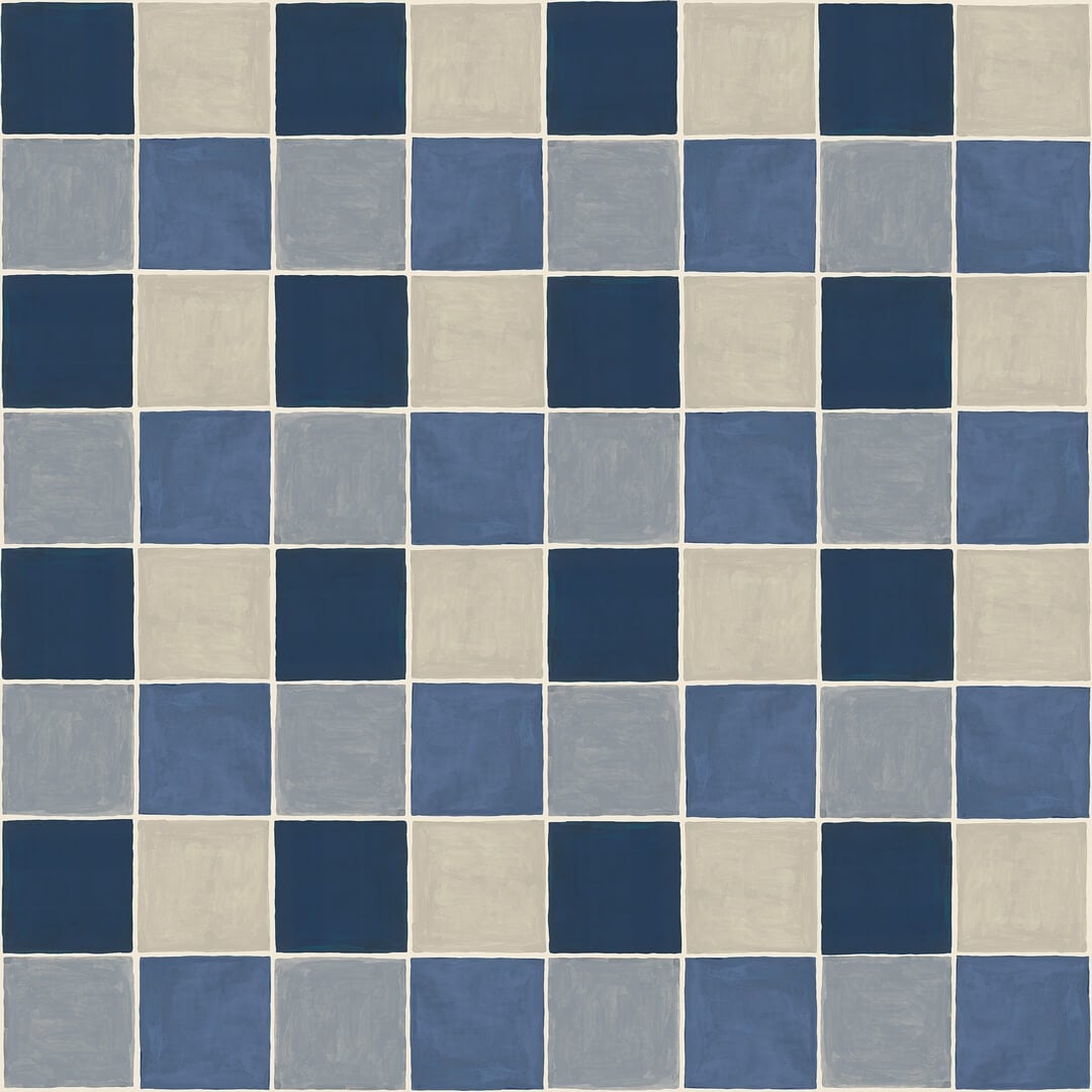 Fototapeta geometryczna - szachownica Rebel Walls R21607 Tile Blue Hot Pops