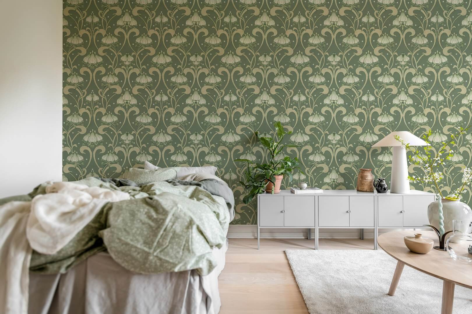 Fototapeta roślinna Rebel Walls R21747 Art Nouveau Flower Green Hot Pops