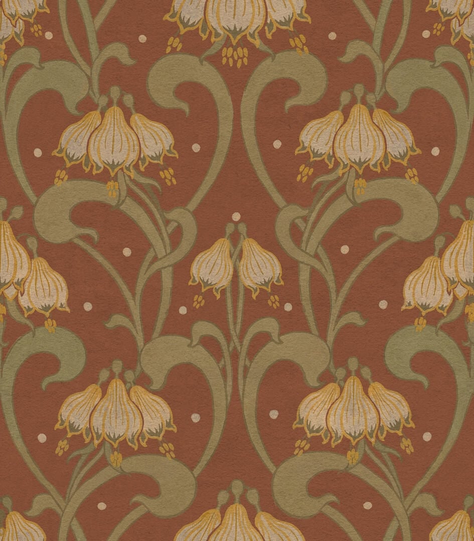 Fototapeta roślinna Rebel Walls R21749 Art Nouveau Flower Red Hot Pops