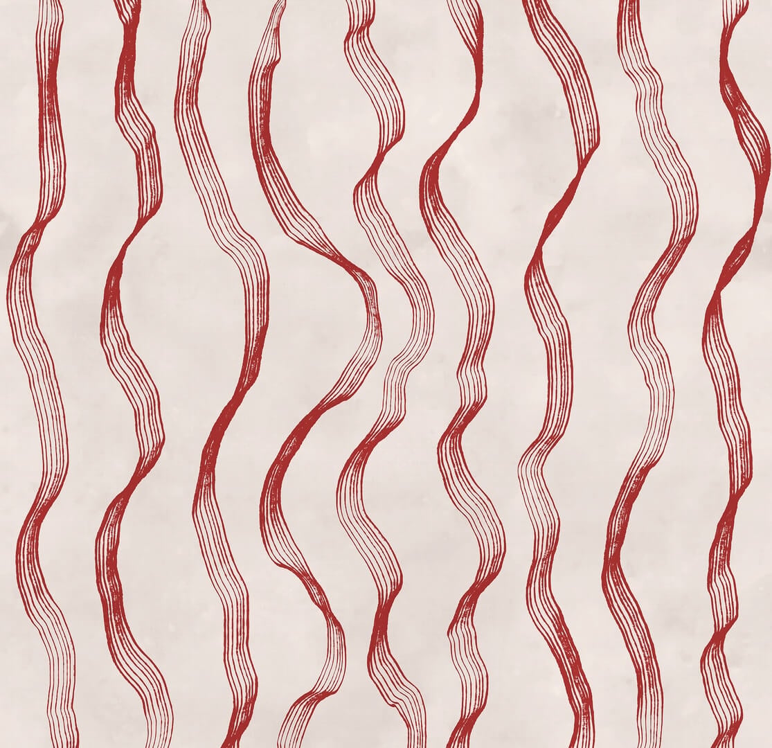 Fototapeta falujące linie Rebel Walls R22096 Ribbon Stripe Red Hot Pops