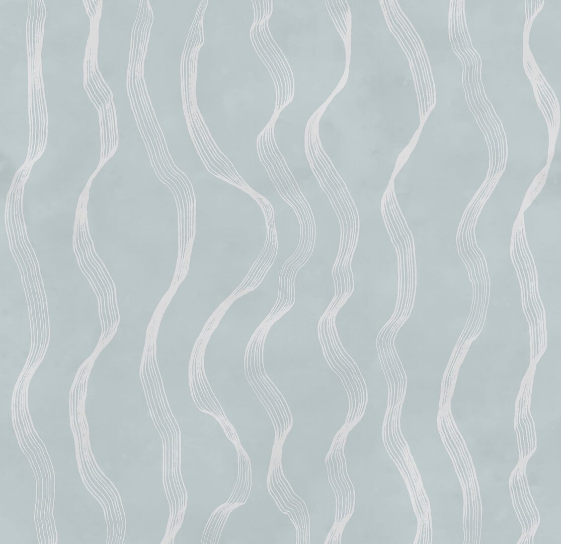 Fototapeta falujące linie Rebel Walls R22098 Ribbon Stripe Light Blue Hot Pops