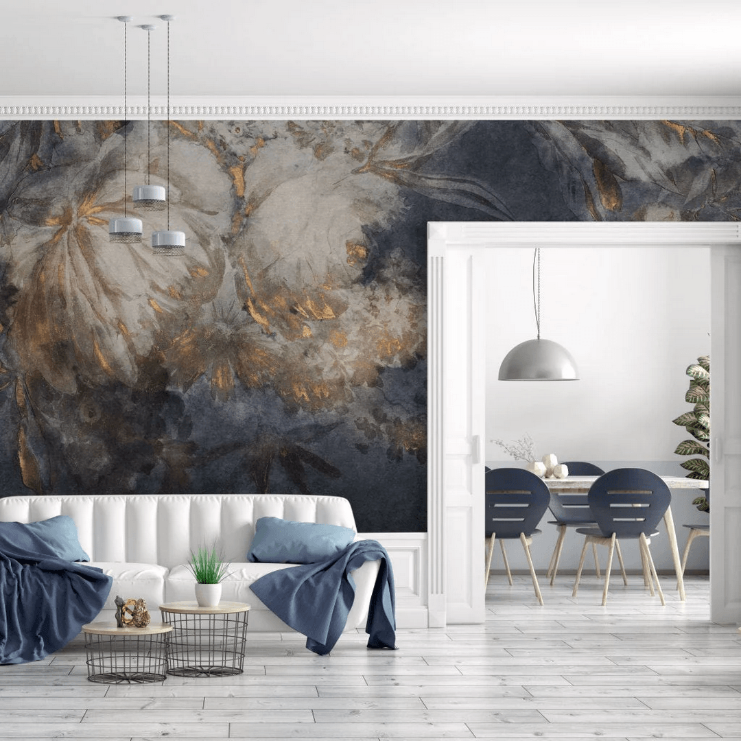 Fototapeta artystyczne kwiaty Harmony Blue Wall Art
