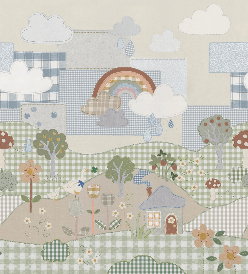 Mural patchworkowa natura Boras Tapeter Studio 9867W Patchwork Cottage Magical Walls