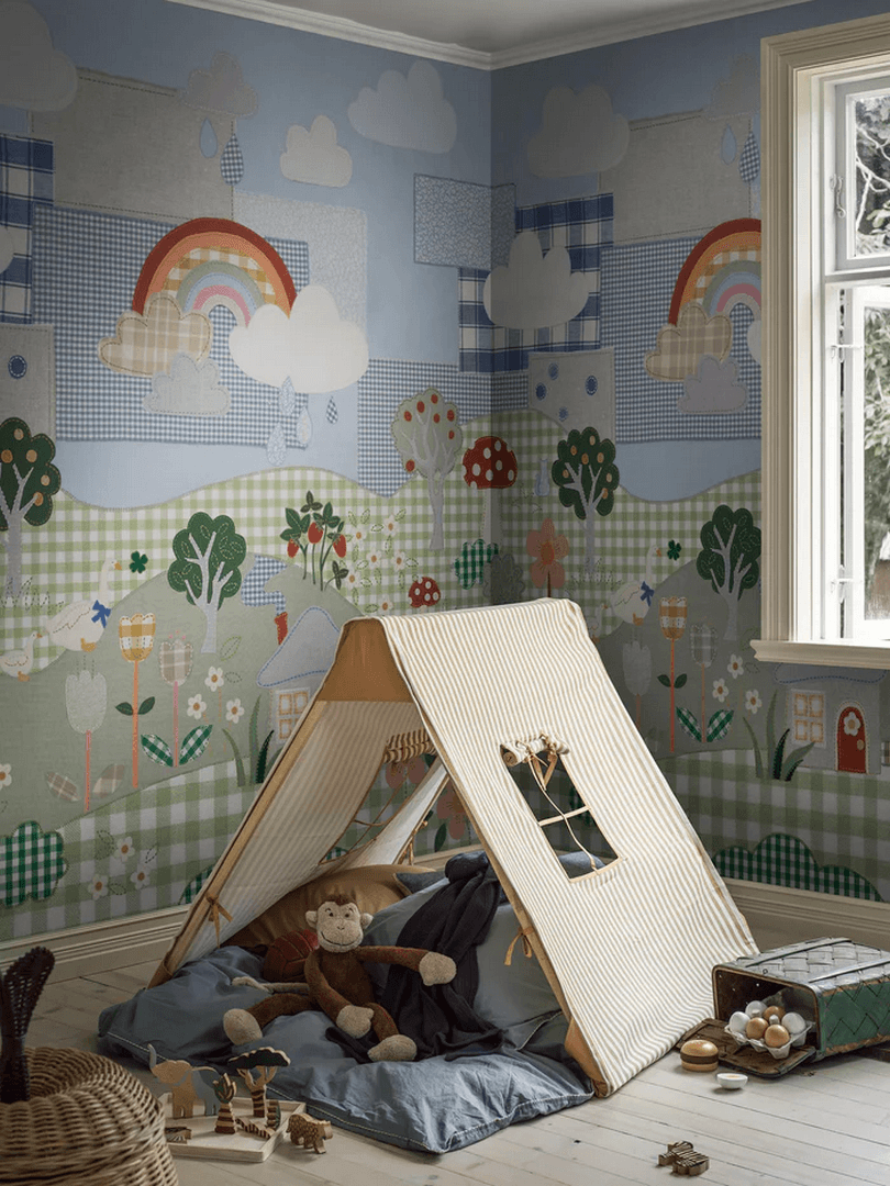 Mural patchworkowa natura Boras Tapeter Studio 9869W Patchwork Cottage Magical Walls