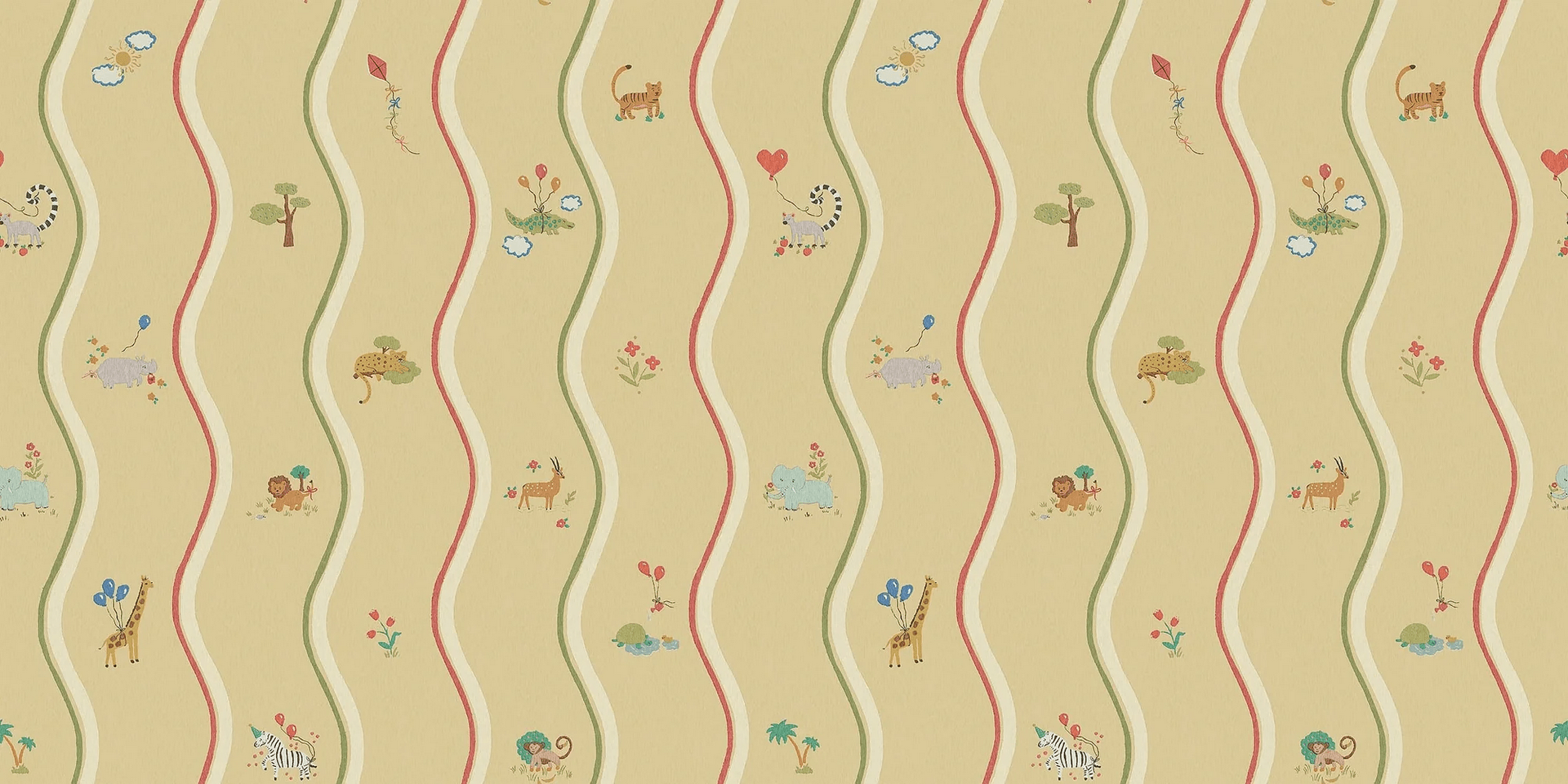 Mural falujące paski i zwierzęta Boras Tapeter Studio 9873W Wavy Stripe Animals Magical Walls