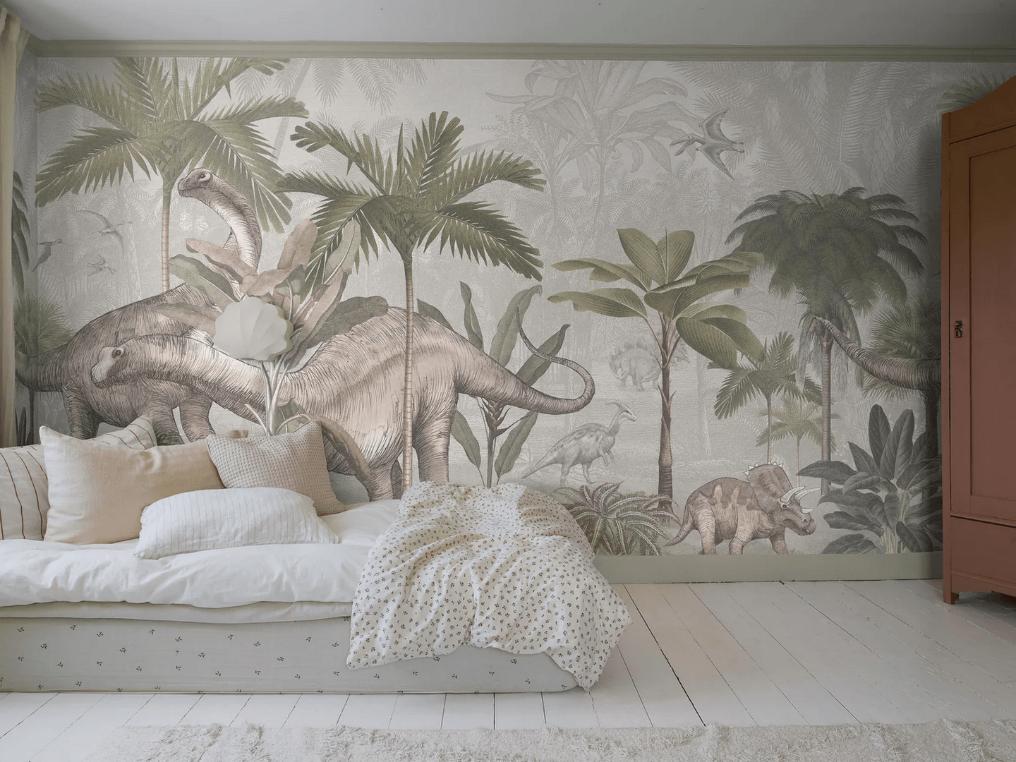 Mural dinozaury Boras Tapeter Studio 9875W Vintage Palms Dinosaurs Magical Walls
