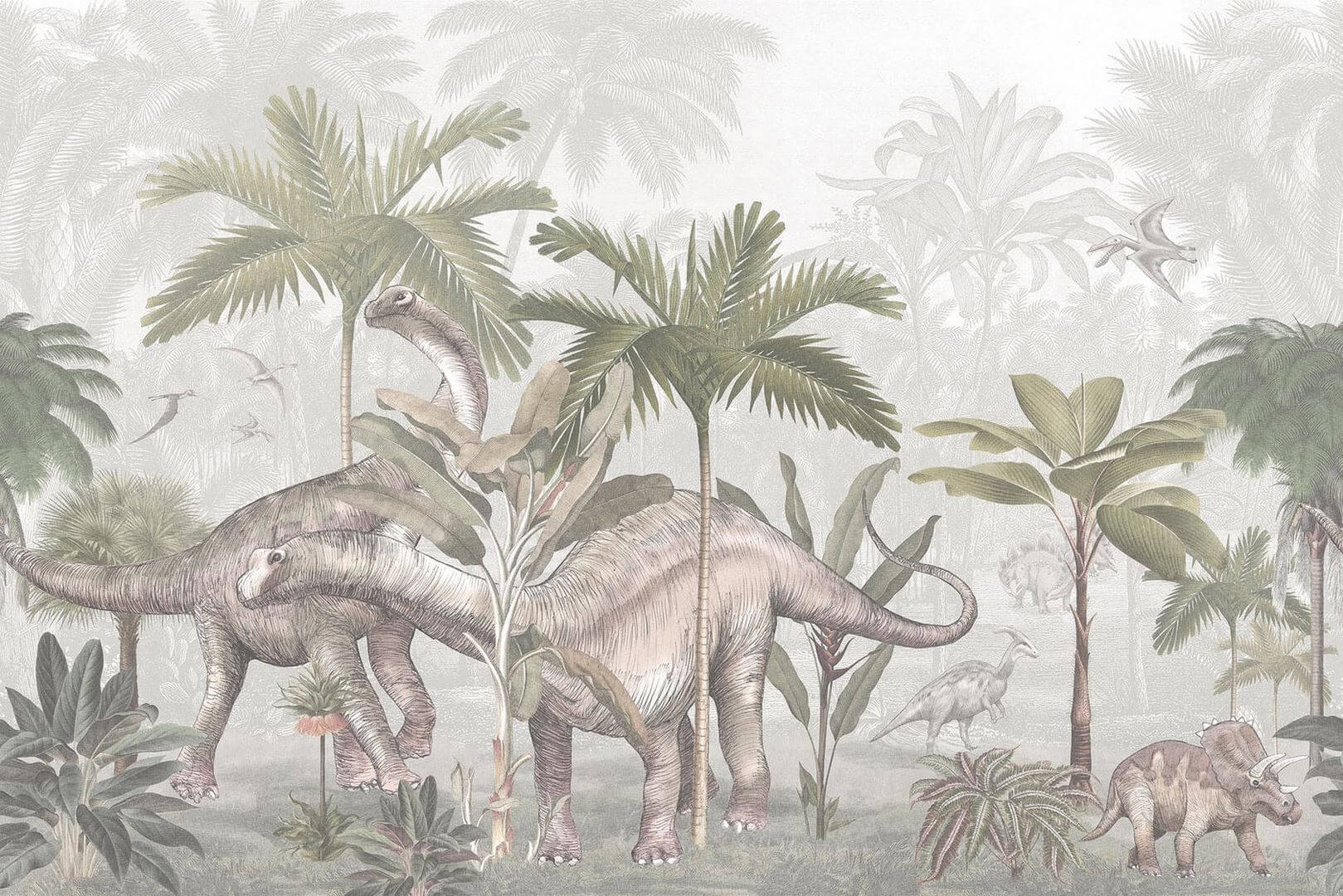 Mural dinozaury Boras Tapeter Studio 9875W Vintage Palms Dinosaurs Magical Walls