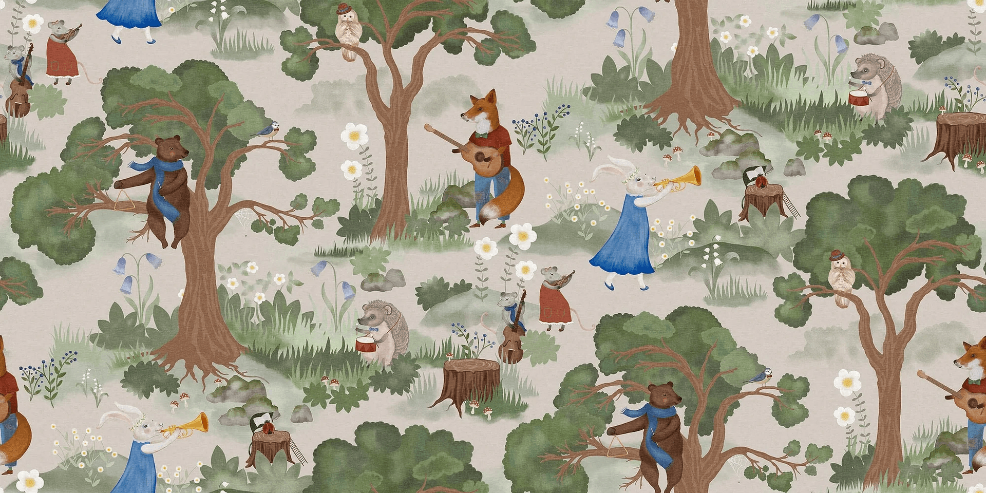 Mural leśna orkiestra Boras Tapeter Studio 9882W Woodland Orchestra Magical Walls