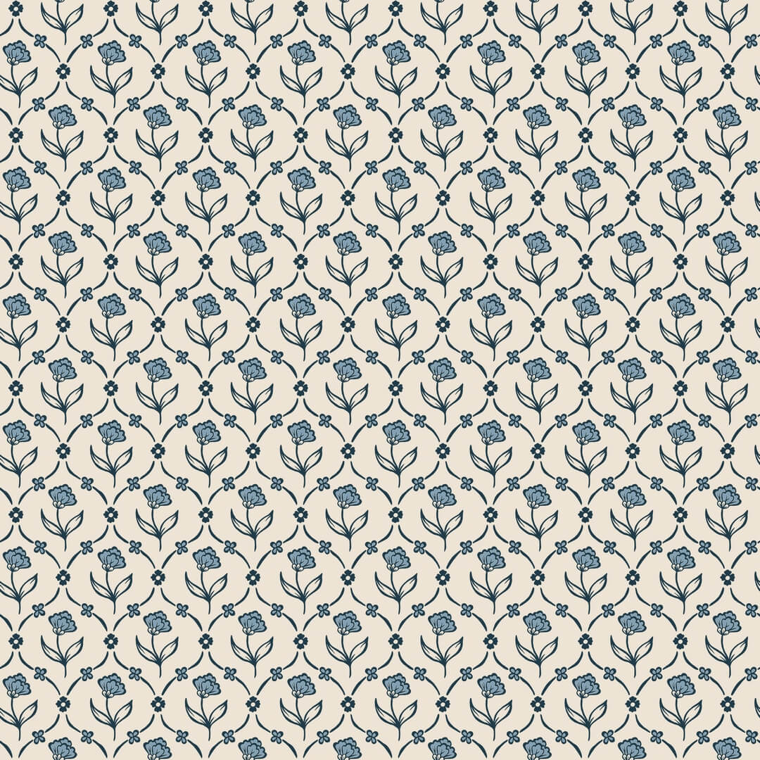 Tapeta kratownica i kwiaty Sandberg S10669 Elena Blue Villa Como