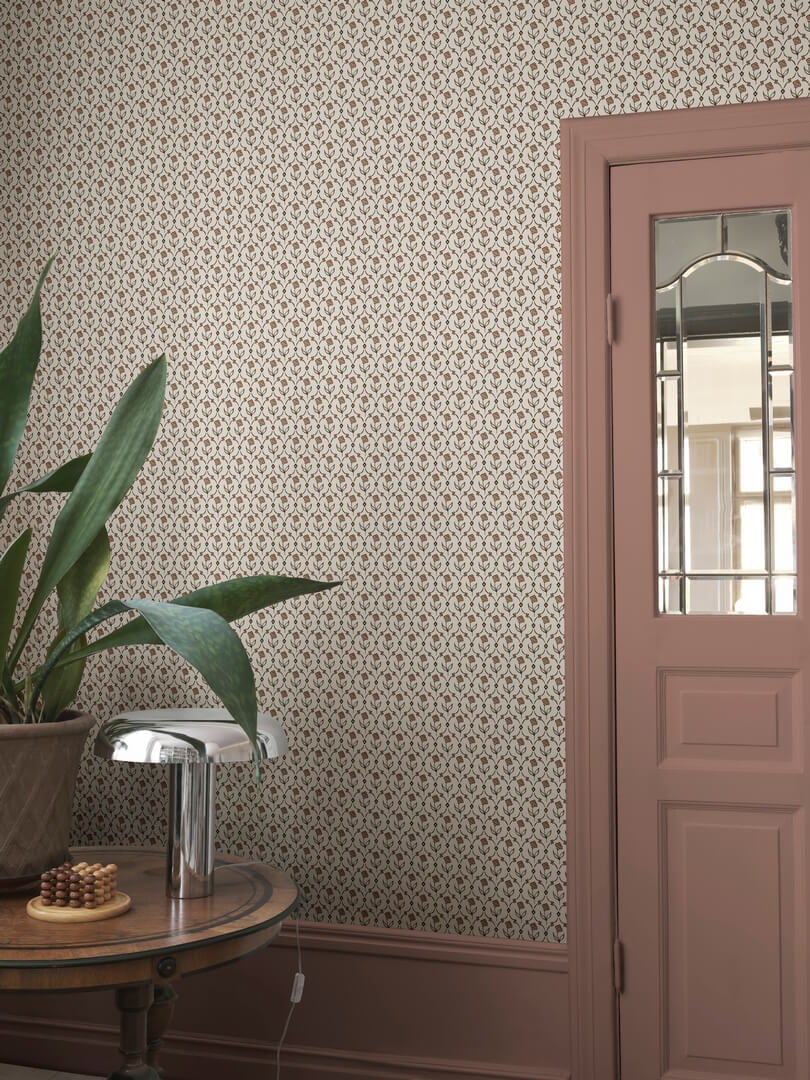 Tapeta kratownica i kwiaty Sandberg S10670 Elena Terracotta Villa Como