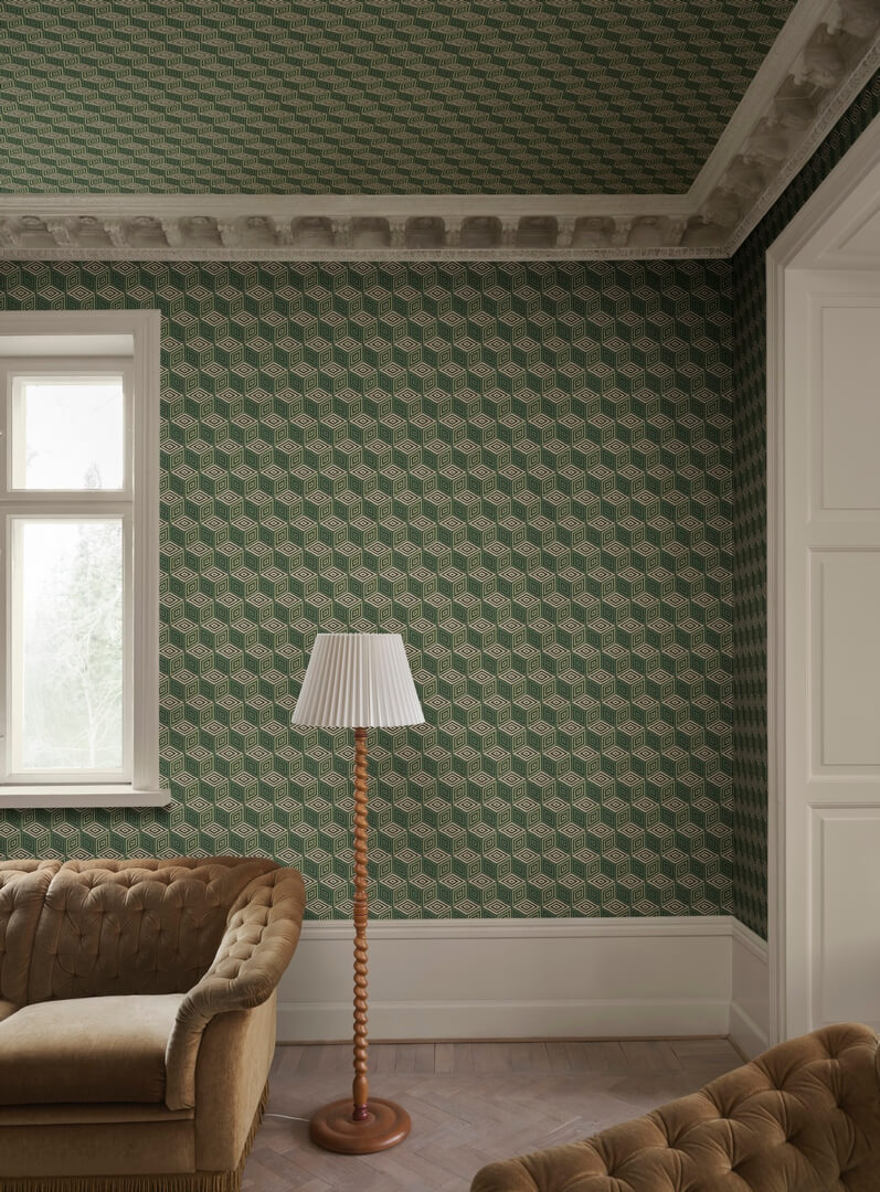 Fototapeta geometryczna z efektem 3D Sandberg S10692 Chiara Green Villa Como