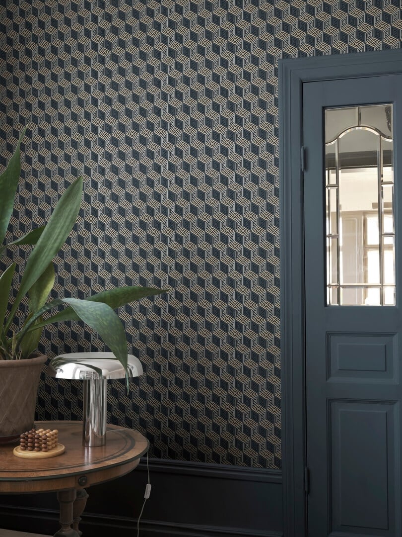 Fototapeta geometryczna z efektem 3D Sandberg S10805 Chiara Dark Blue Villa Como