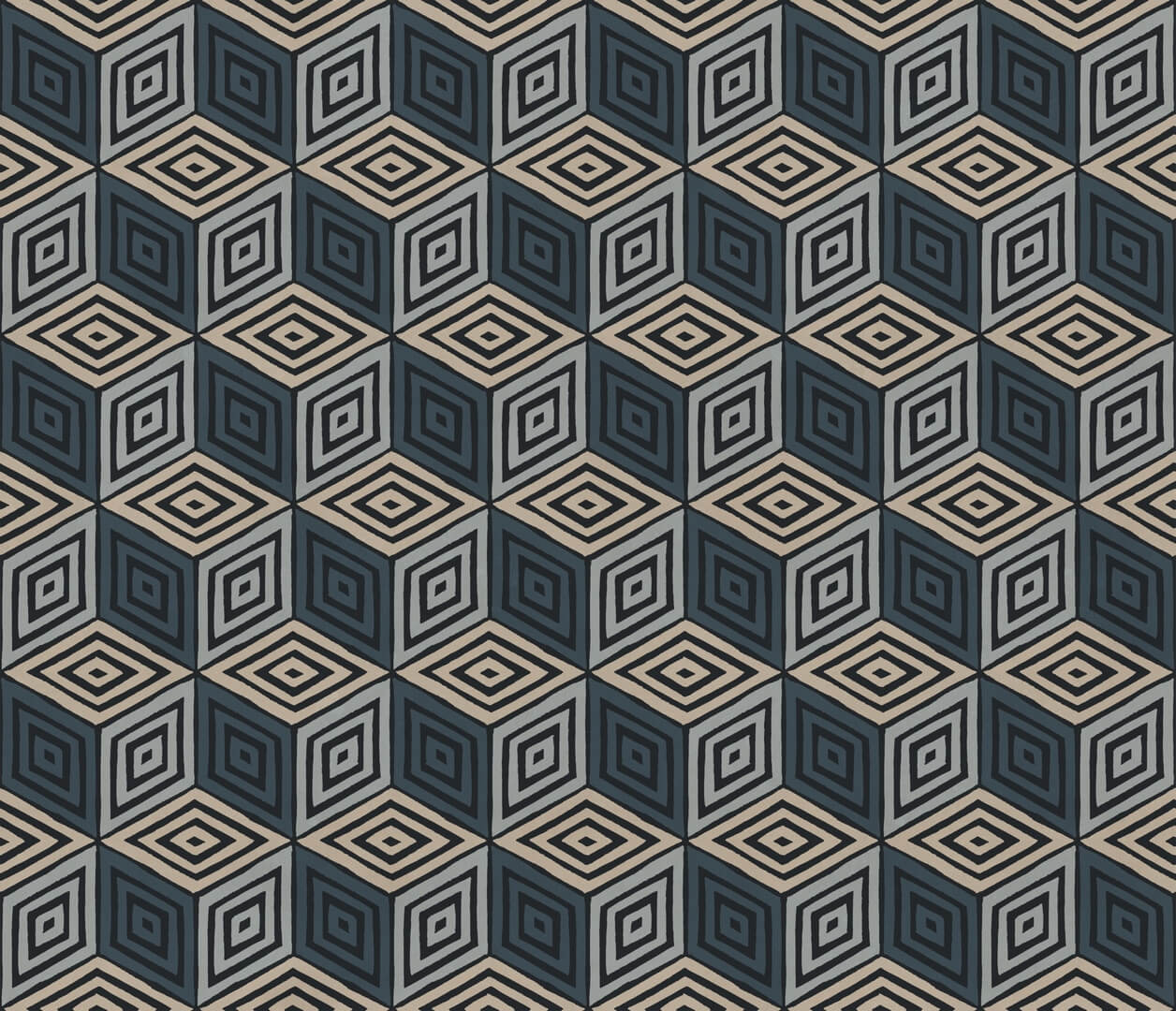 Fototapeta geometryczna z efektem 3D Sandberg S10805 Chiara Dark Blue Villa Como