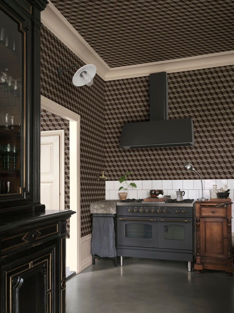 Fototapeta geometryczna z efektem 3D Sandberg S10806 Chiara Brown Villa Como