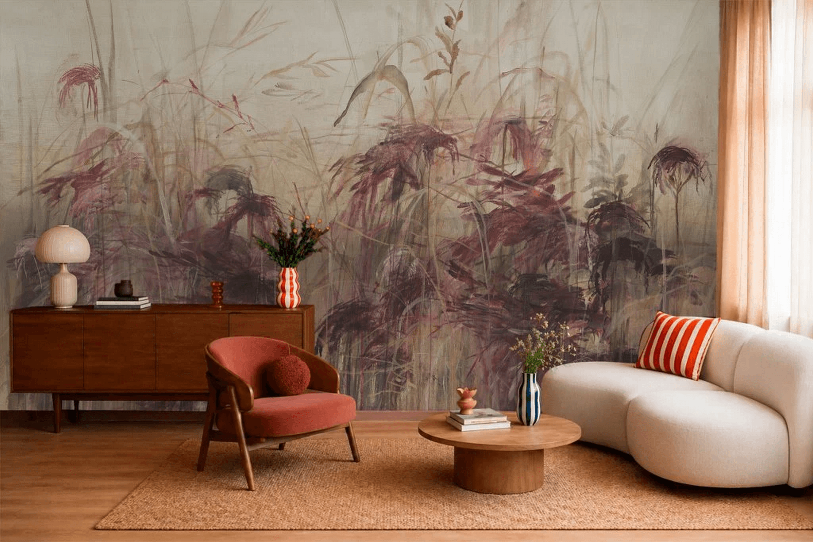 Fototapeta dzika roślinność w malarskim stylu Carmine Wall Art
