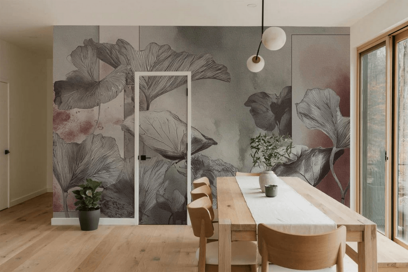 Fototapeta liście i geometria Cipria Wall Art