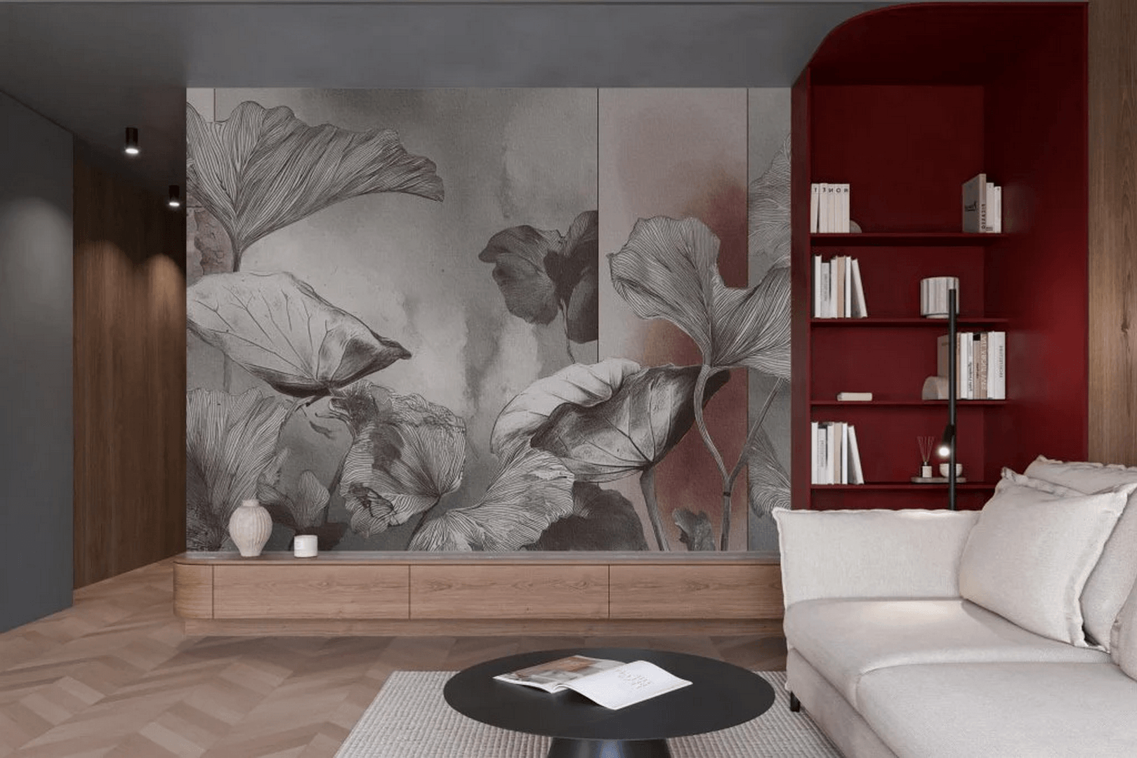 Fototapeta liście i geometria Cipria Wall Art