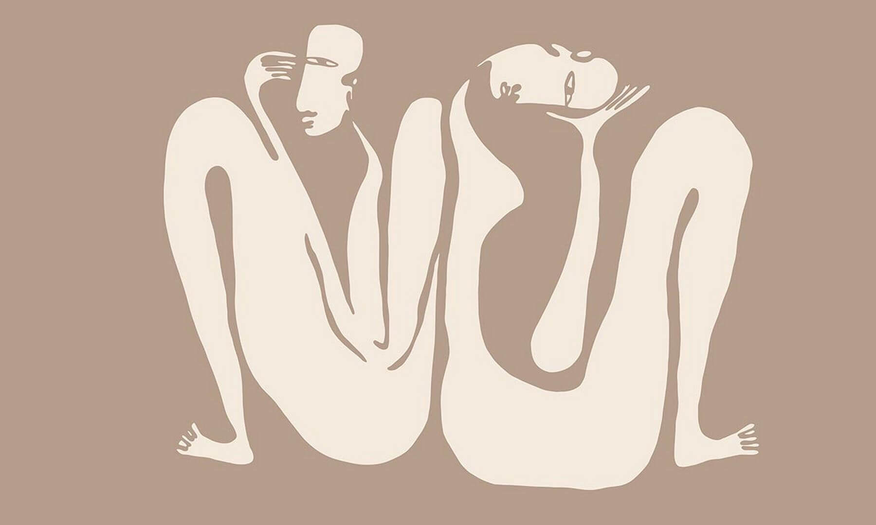 Fototapeta z motywem abstrakcyjnych postaci Couple Beige Wall Art