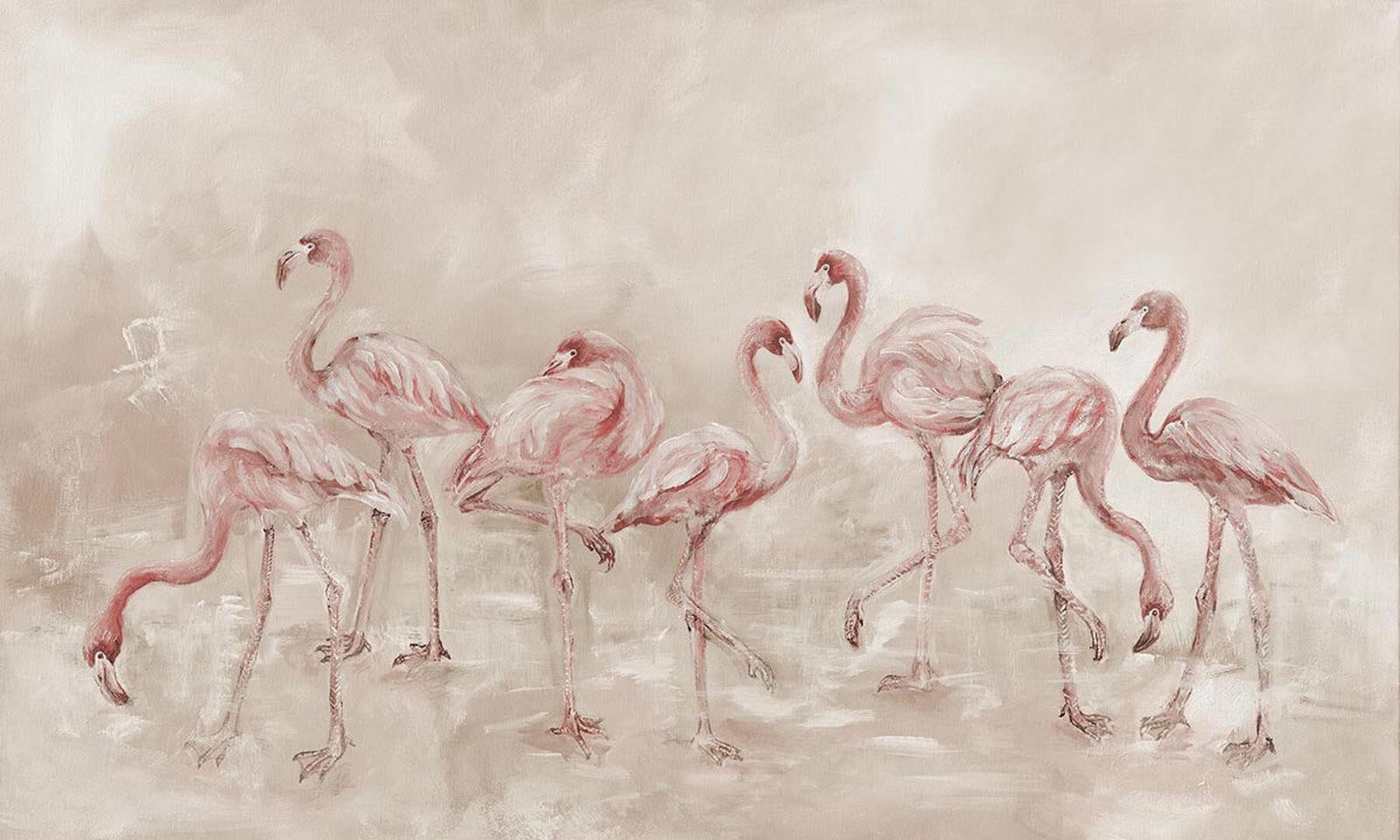 Fototapeta flamingi Fenico Beige Wall Art