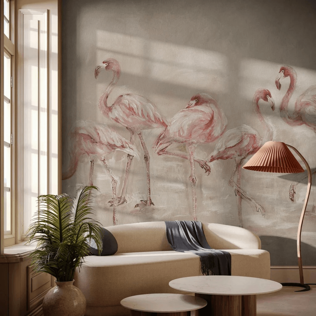 Fototapeta flamingi Fenico Beige Wall Art