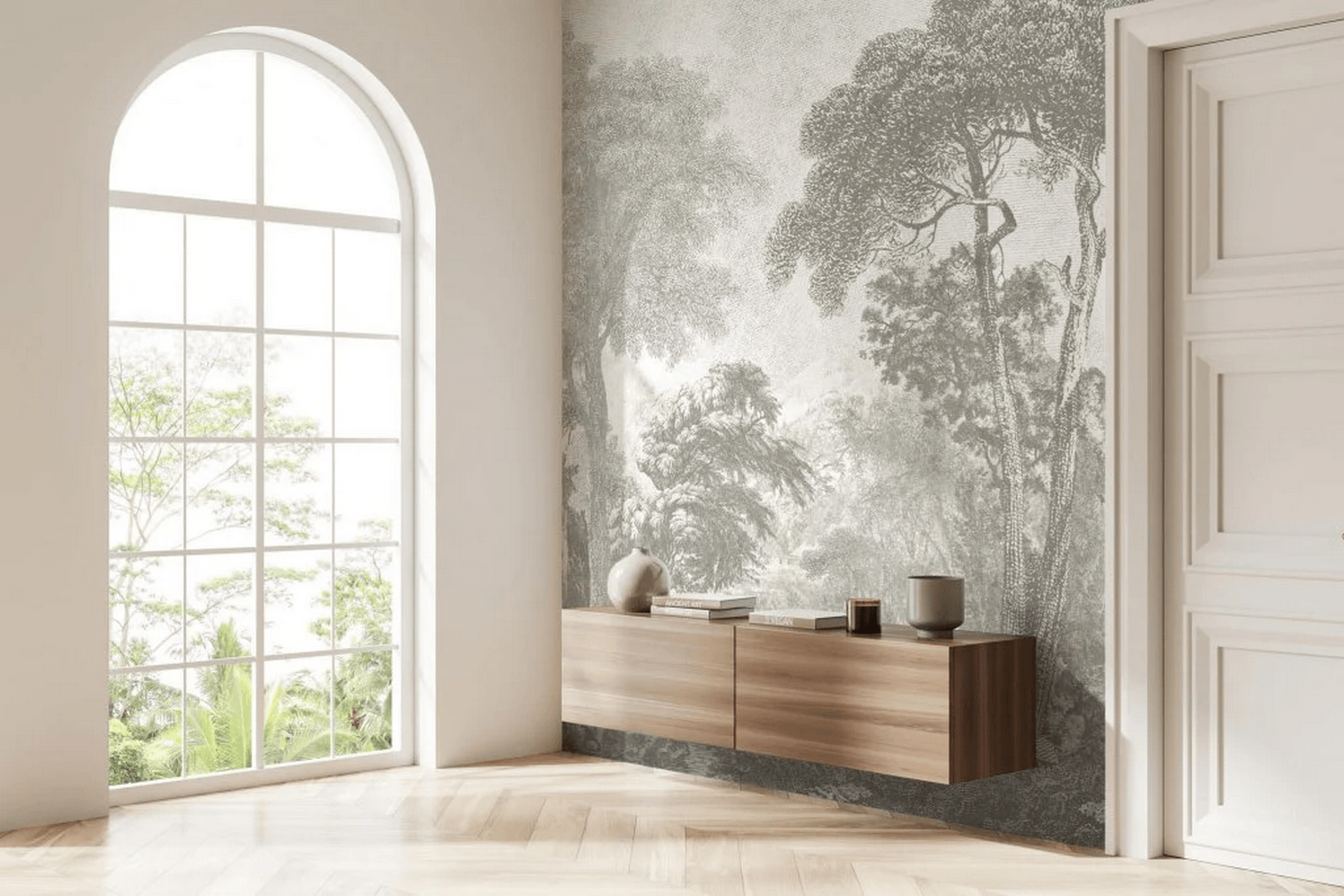Fototapeta krajobraz drzew Hood Greige Wall Art