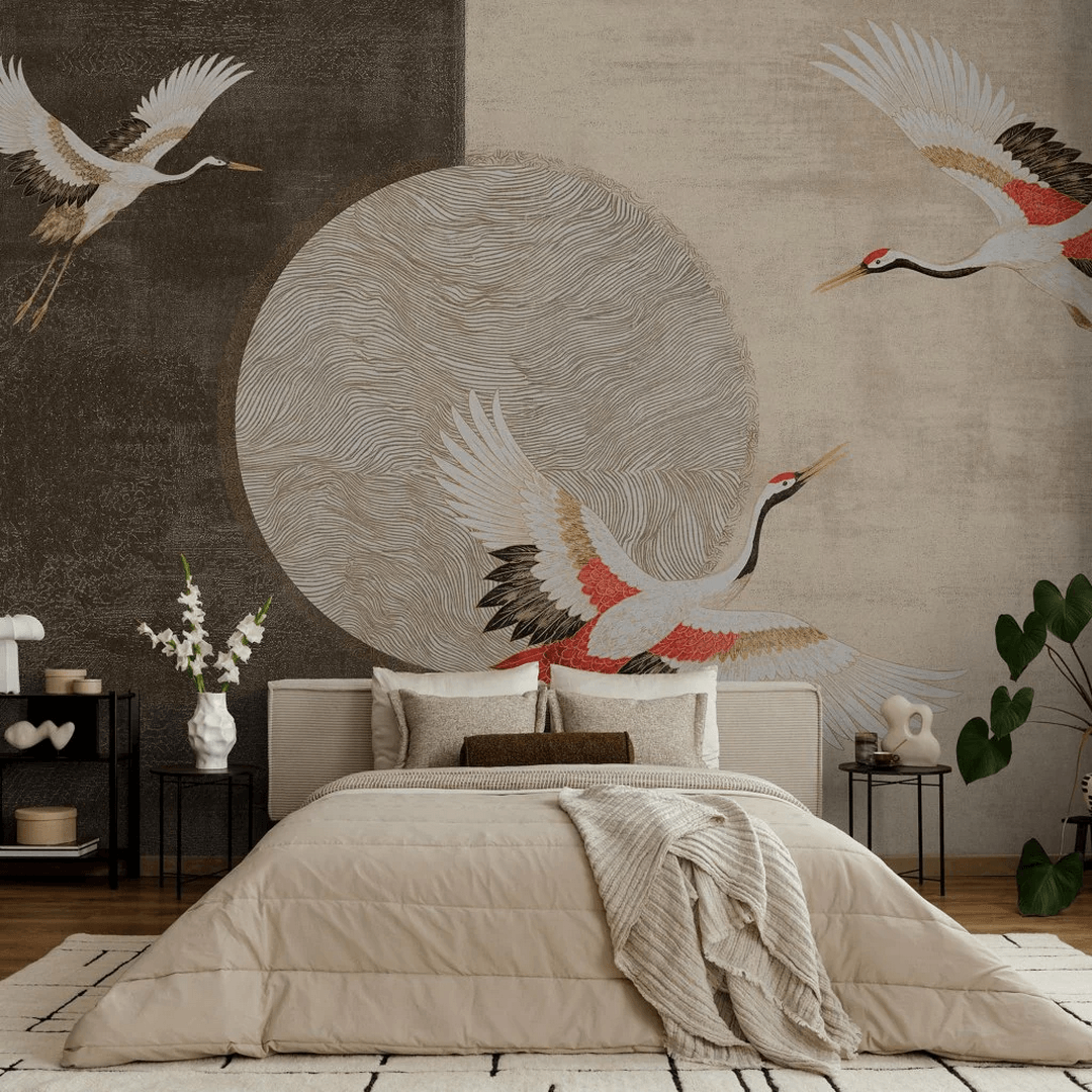 Fototapeta żurawie w styl japońskim Modern Tsuru Wall Art