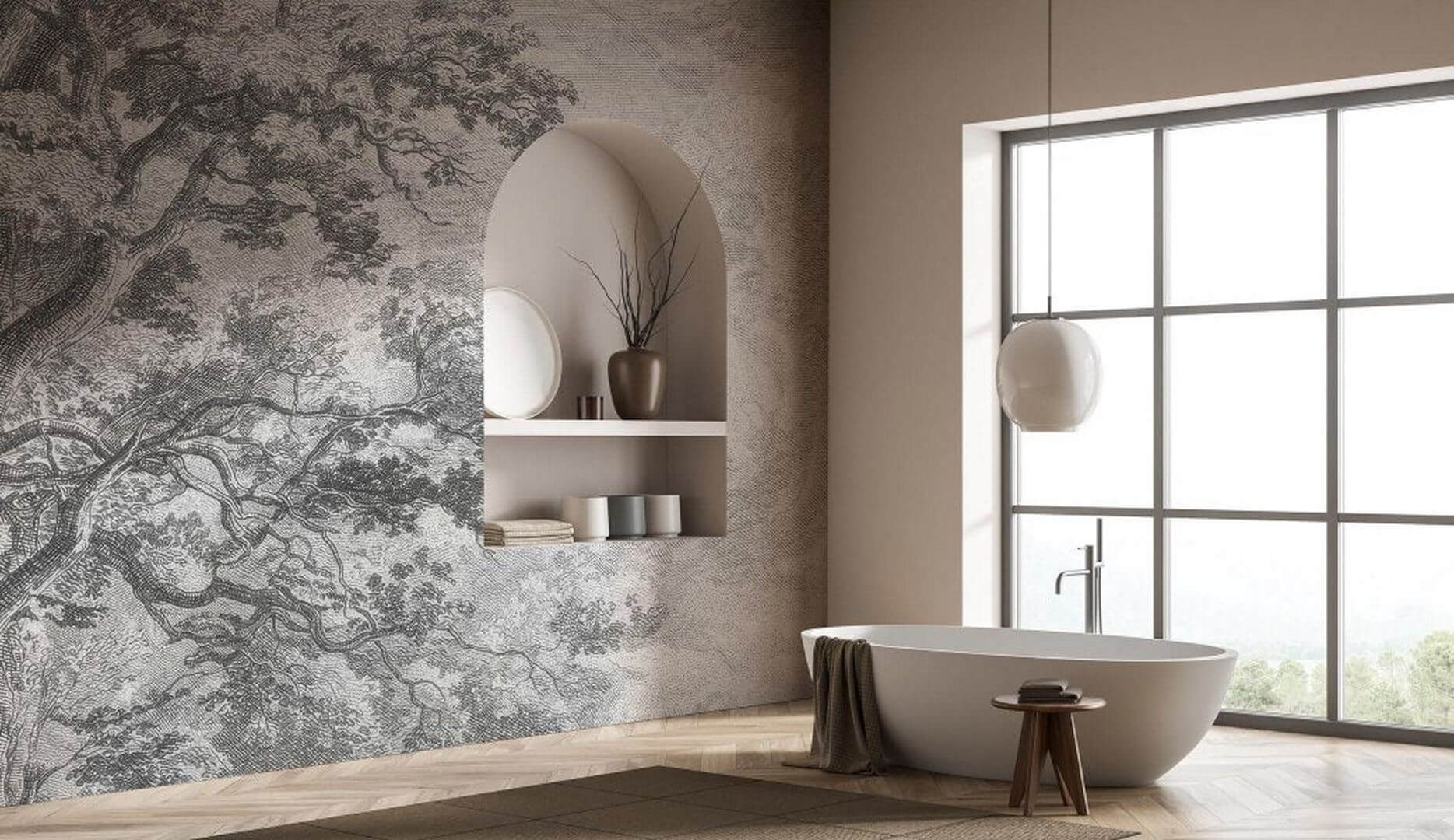 Fototapeta korony drzew Sanctuary Grey Wall Art