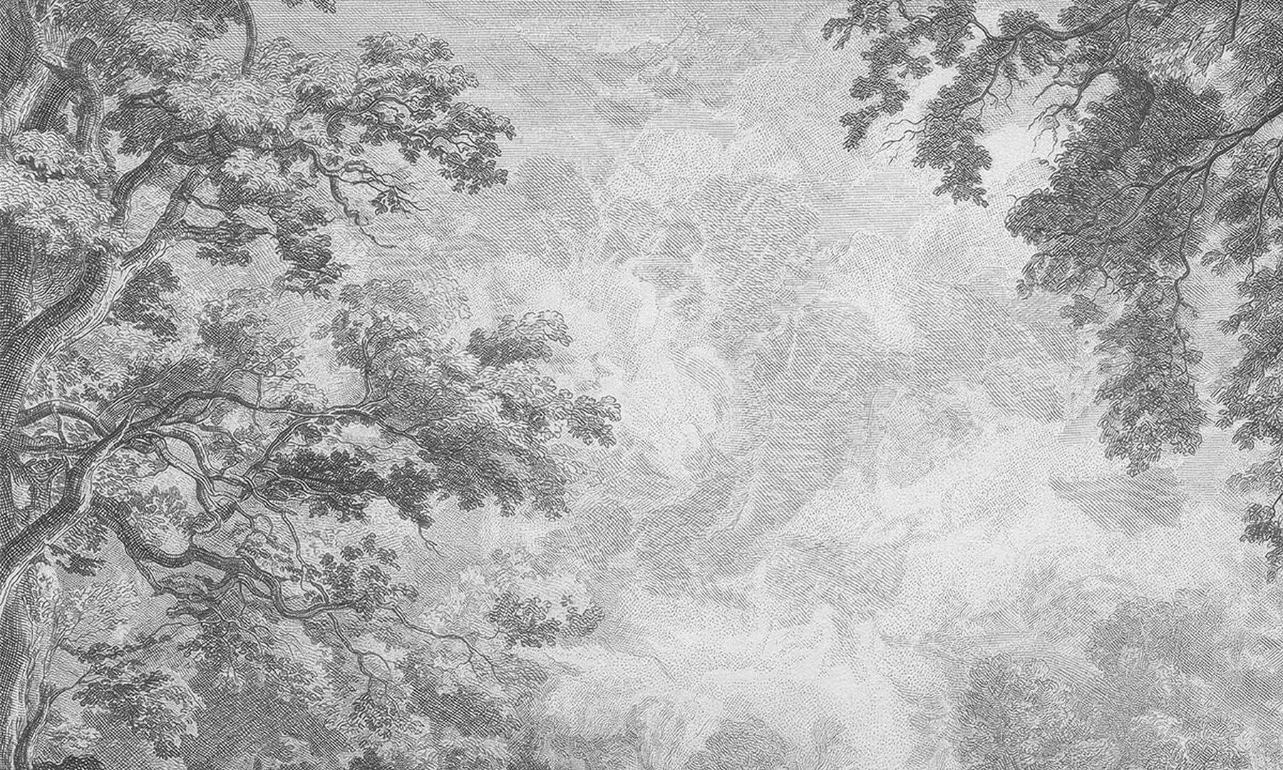 Fototapeta korony drzew Sanctuary Grey Wall Art