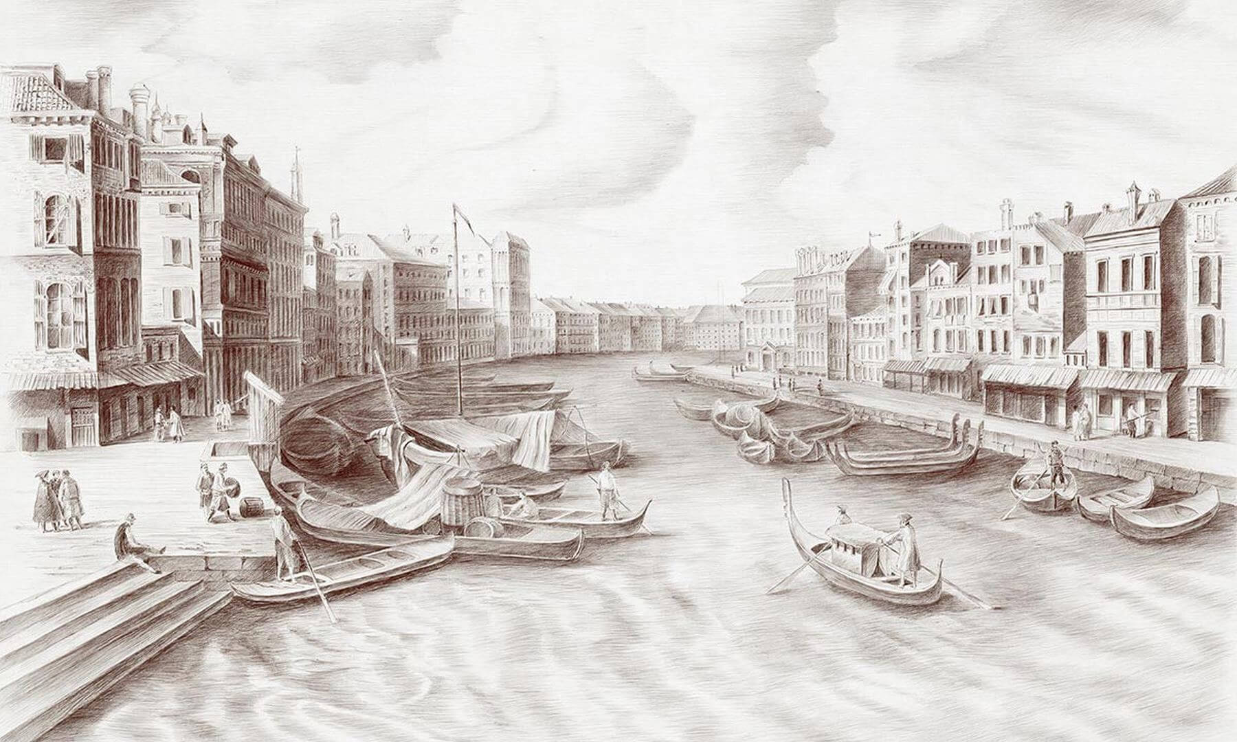 Fototapeta inspirowana widokiem weneckiego kanału Venezia Wall Art